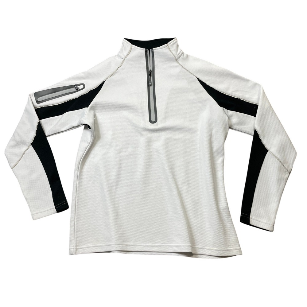 Second Skin Pullover Large Women's‎ White 1/4 Zip Polyester Long Sleeve